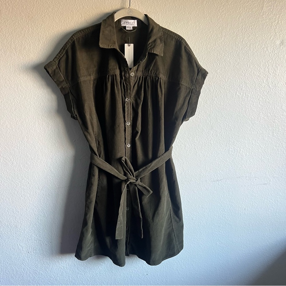 Anthropologie VELVET
MACIE DRESS Shirt dress Mini Green Bark Button-Up Dress NWT - Picture 10 of 15